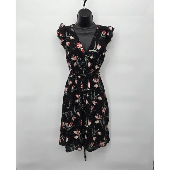 Rebecca Taylor Dresses & Skirts - Rebecca Taylor Silk Dress Size 4 Ikat Tulip Ruffle Sleeve Floral Feminine